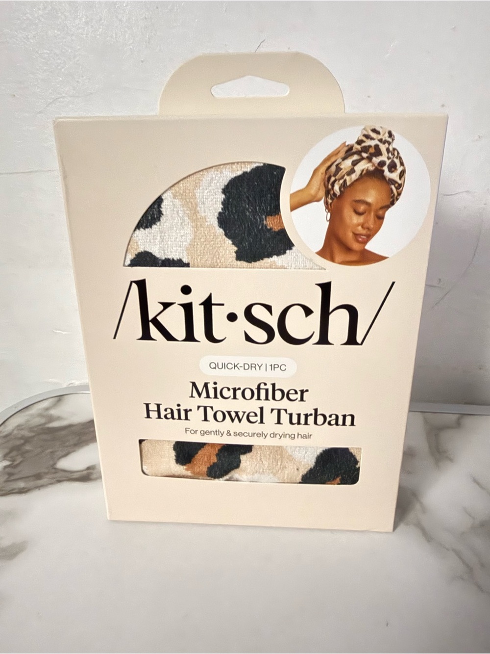 Kitsch Microfiber Hair Towel Turban - Leopard Print (Cream, Black, Brown)